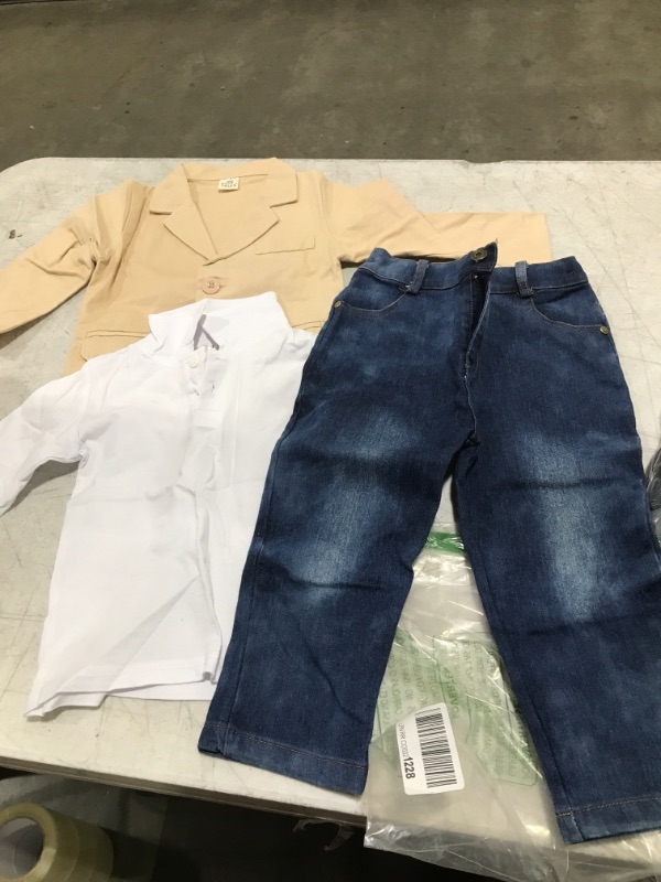 Photo 2 of Baby Boy Gentleman 3 Pieces Shirt Jacket Jeans Set Toddler Pants Clothing SIZE 4T Khaki