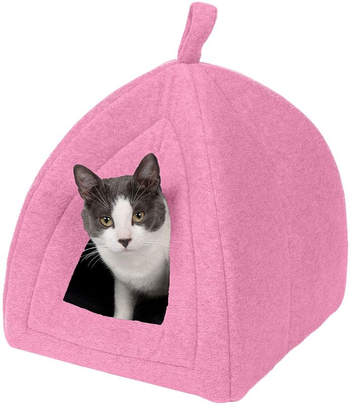 Photo 1 of  Small Cat Bed Polar Fleece Foldable Pet Tent, Washable - Cotton Candy Pink, 
(STOCK PHOTO FOR REFERENCE)
