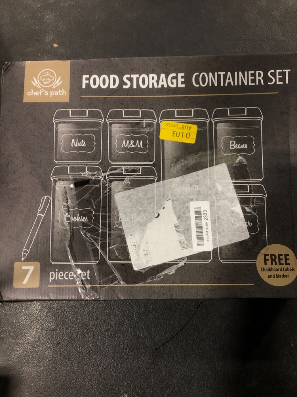 Photo 5 of Airtight Food Storage Containers for Kitchen & Pantry Organization and Storage (7 Pack) - BPA Free Plastic Food Containers with Lock Lids - Sugar, Flour, Pasta & Cereal Canister with Labels & Marker Black 7 pack