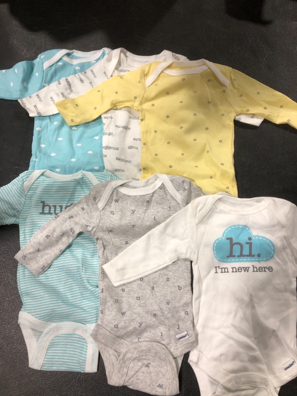 Photo 2 of Gerber unisex-baby 6 Pack Long-sleeve Onesies Bodysuit Newborn Words Grey