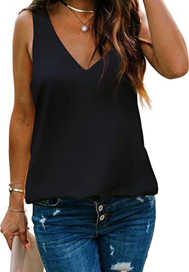 Photo 1 of Alice CO Women's Casual V Neck Sleeveless Chiffon Layered Tank Tops  SIZE L
