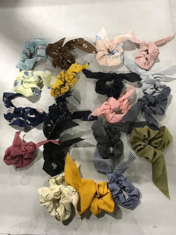 Photo 2 of ACO-UINT 20 Pack Hair Scrunchies for Women, Adorable Chiffon Bow Scrunchies for Thick Hair, Bunny Ear Scrunchies Elastic Bulk Scrunchies Hair Accessories Hair Ties for Girls