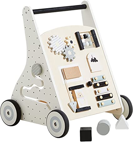 Photo 2 of Beright Wooden Baby Walker Push and Pull Learning Activity Walker Kids’ Activity Toy Multiple Activities Center Develops Motor Skills & Stimulates Creativity (Natural)
