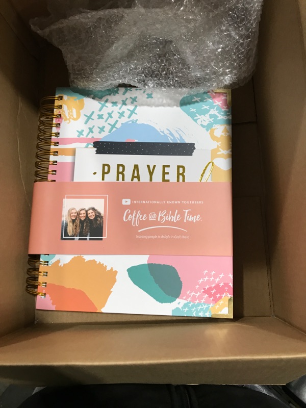 Photo 2 of Coffee and Bible Time Prayer Journal: 3 Sticky Note Pads Included, Gold-Colored Spiral Binding, Solid Board Cover, Perfect to Journal Prayers and Grow in Faith