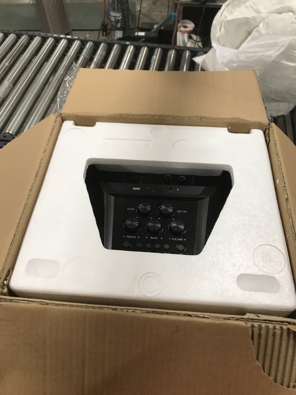 Photo 2 of Moukey Karaoke Machine, Outdoor Speaker with Echo/Treble/Bass Adjustment, Small PA System, Portable Bluetooth Speaker with LED Light, Supports Wire/TWS/REC/AUX IN/MP3/USB/TF/FM 8" Subwoofer