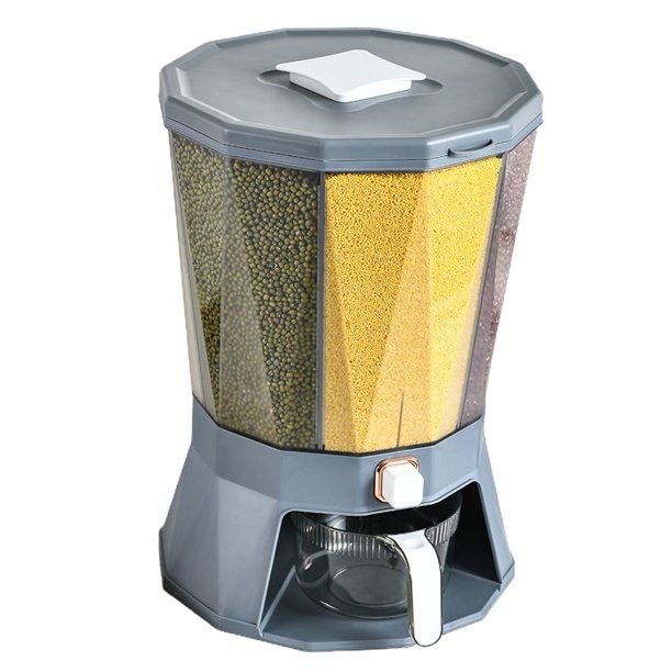 Photo 1 of 4 Grid Rice Dispenser | Cereal Containers Storage Airtight | 360° Rotatable Easy Control Airtight Dry Food Storage Container for Rice, Beans, Grains, Laundry Scent Beads
