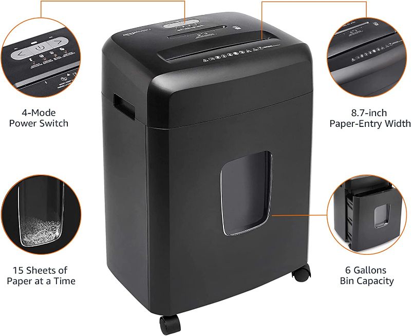 Photo 2 of Amazon Basics 15-Sheet Cross-Cut Paper, CD Credit Card Office Shredder 15 Sheet - original model Shredder