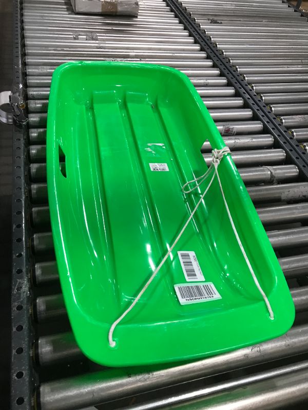 Photo 2 of AGPTEK 47/35/31/26.5/25 Inch Durable Downhill Sprinter Toboggan Snow Sled for Boys Girls Adults with Built-in Handles and Pulling Rope Green-35“