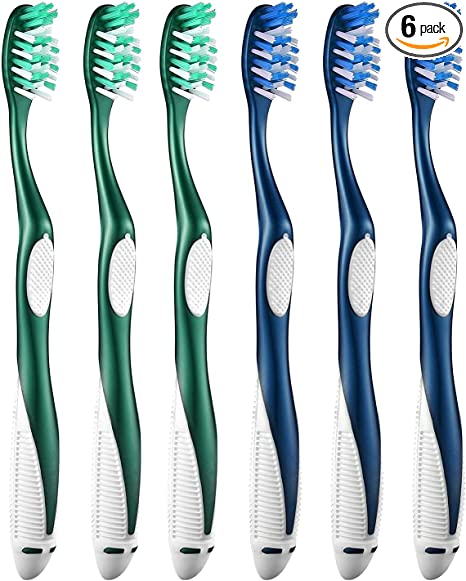 Photo 1 of Fremouth Firm Toothbrushes for Adults, Cross Hard Bristles, 6 Count
