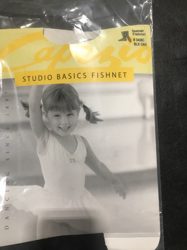 Photo 1 of Capezio Big Girls' Studio Basics Back Seam Fishnet Tight One Size (8-12) Black