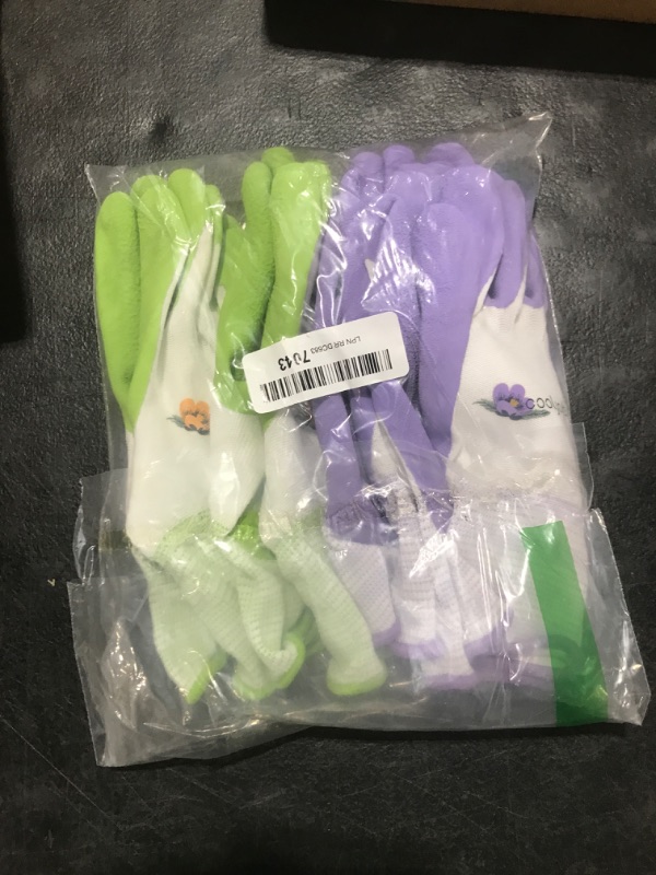 Photo 2 of COOLJOB Gardening Gloves for Women and Ladies, 6 Pairs Breathable Rubber Coated Yard Garden Gloves, Outdoor Protective Work Gloves with Grip, Medium Size Fits Most, Lavender Purple & Apple Green Medium (Pack of 6) Lavender Purple, Apple Green