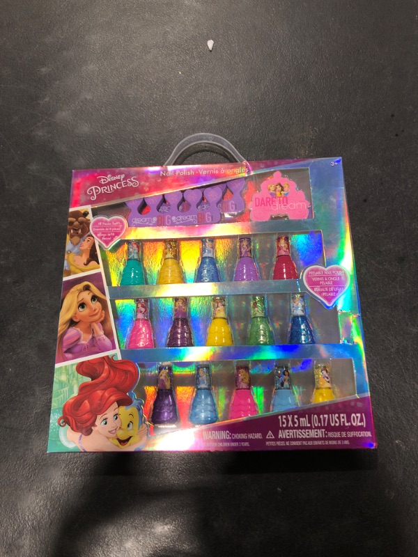 Photo 2 of Disney Princess - Townley Girl Non-Toxic Peel-Off Water-Based Natural Safe Quick Dry Nail Polish| Gift Kit Set for Kids Girls| Glittery and Opaque Colors| Ages 3+ (18 Pcs)