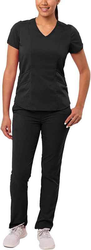 Photo 1 of Adar Pro Core Classic Scrub Set for Women - Tailored V-Neck Scrub Top & Tailored Yoga Scrub Pants SIZE M