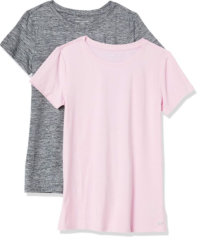 Photo 1 of Amazon Essentials Women's Tech Stretch Short-Sleeve Crewneck T-Shirt, Multipacks SIZE S