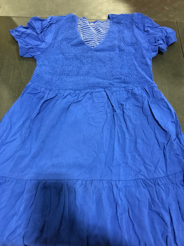 Photo 1 of Frilled TIERED MAXI DRESS ROYAL BLUE SIZE L