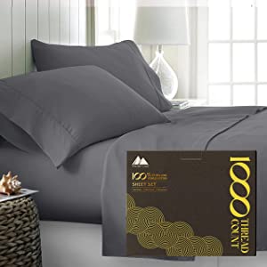 Photo 1 of 100% Cotton California King Size Sheet Set - 4 Piece Set - Hotel Luxury Bed Sheets - Deep Pockets - Easy Fit - Breathable & Cooling - 1000 TC Sateen Weave Blush Bedding Set - Cali Kings Size Sheets California King 