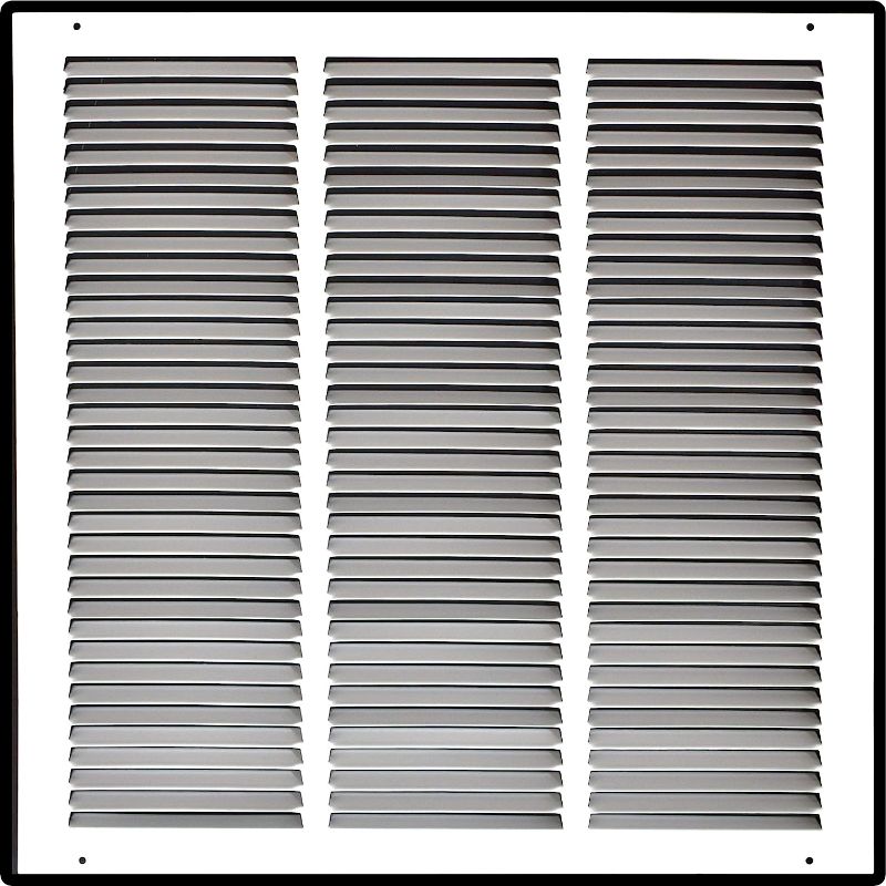 Photo 2 of 18"W x 18"H [Duct Opening Size] Steel Return Air Grille (AGC Series) Vent Cover Grill for Sidewall and Ceiling, White | Outer Dimensions: 19.75"W X 19.75"H for 18x18 Duct Opening