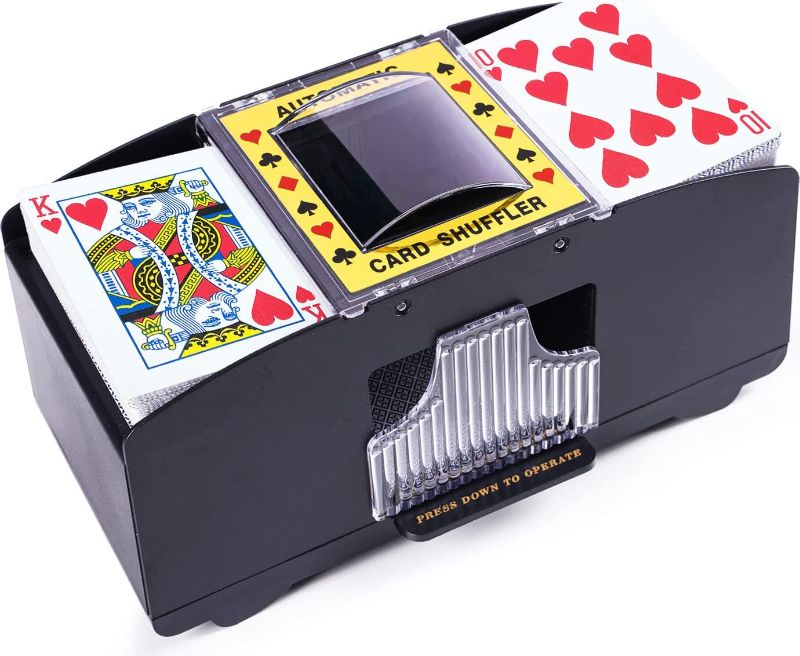 Photo 1 of Aisikoo Automatic Card Shuffler 2 Deck, Battery Operated Electric Poker Shuffling Machine for Playing Card, UNO, Blackjack, Texas Hold'em, Home Card Game