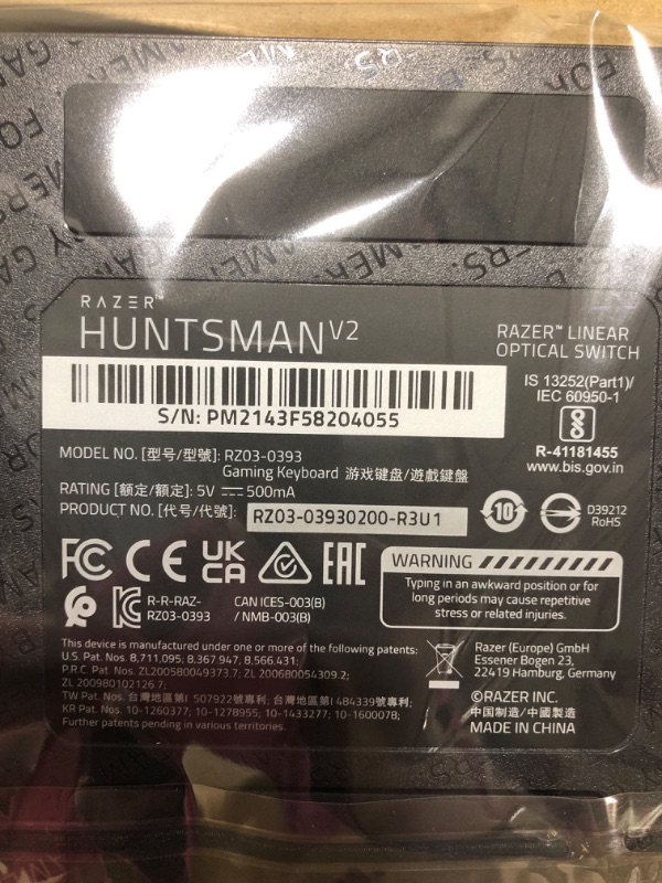 Photo 2 of Razer Huntsman V2 Optical Gaming Keyboard: Fastest Linear Optical Switches Gen-2 w/Sound Dampeners & 8000Hz Polling Rate - Doubleshot PBT Keycaps - Dedicated Media Keys & Dial - Ergonomic Wrist Rest Classic Black Keyboard Huntsman V2 Linear Optical Switch