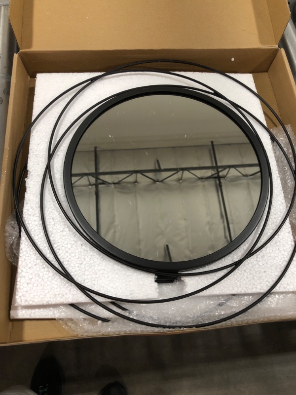 Photo 1 of 2 Set 15.7'' Black Circle Mirrors Wall Decor Iron Frame Mirrors Wall Art Round Mirrors Home Decor Hanging Mirrors for Living Room/Bedroom/Bathroom/Entryway (Medium Size 15.7 inch ,Circles) 2 Set Circle Wires?15.7''each?-black 2