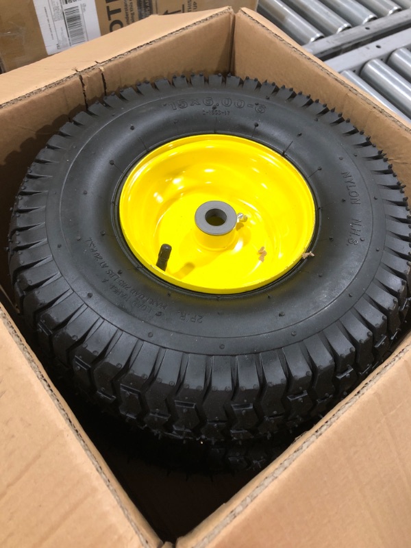 Photo 1 of (Set of 2) 15x6.00-6 Tires & Wheels 4 Ply for Lawn & Garden Mower Turf Tires .75" Bearing 