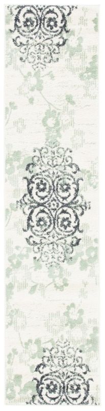 Photo 1 of 2 Ft.-2 in. X 9 Ft. Adirondack Contemporary Runner Power Loomed Rug, Ivory & Green