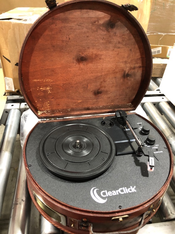 Photo 2 of ClearClick Vintage Suitcase Turntable with Bluetooth & USB - Classic Wooden Retro Style