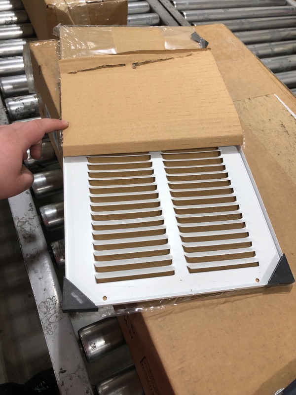 Photo 2 of 8" x 18" Return Air Grille - Sidewall and Ceiling - HVAC Vent Duct Cover Diffuser - [White] [Outer Dimensions: 9.75w X 19.75" h] 8 x 18 White