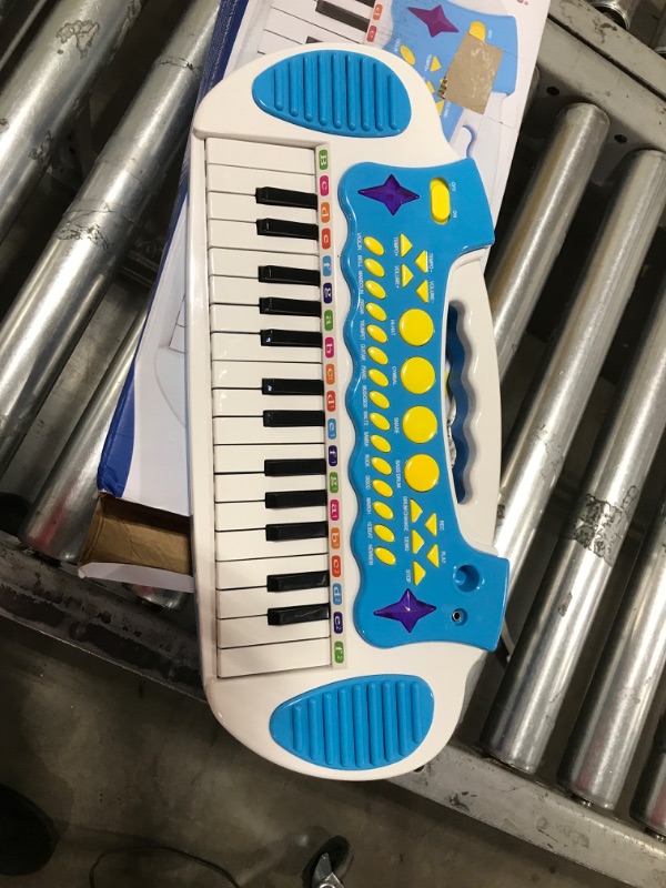 Photo 2 of Love&Mini Piano Toy Keyboard for Kids - Baby Girls Toys with 31 Keys and Microphone Musical Instrument Birthday Gift for 1 2 3 4 5 Years Old Girls and Boys (Blue) Blue 31 keys