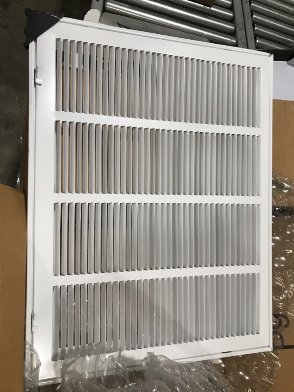 Photo 2 of 20" X 30" Steel Return Air Filter Grille for 1" Filter - Easy Plastic Tabs for Removable Face/Door - HVAC DUCT COVER - Flat Stamped Face -White [Outer Dimensions: 21.75w X 31.75h] 