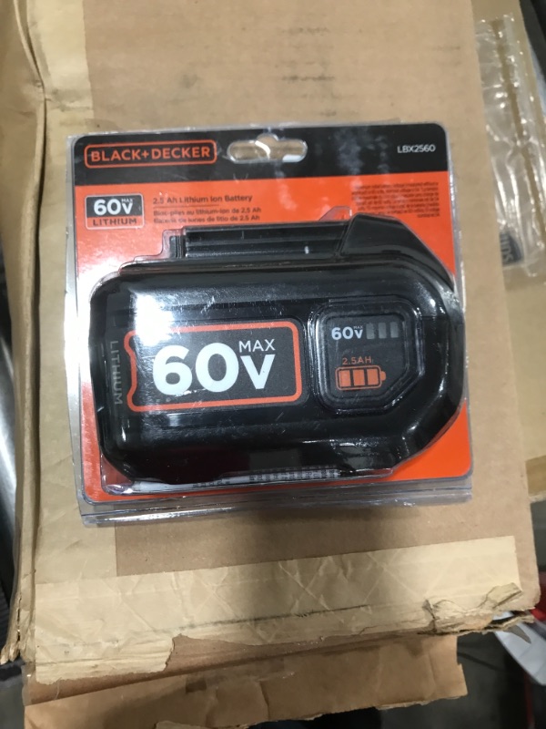 Photo 1 of BLACK+DECKER 60V MAX Battery, Lithium Ion, 2.5-Ah (LBX2560) 2.5Ah Battery
