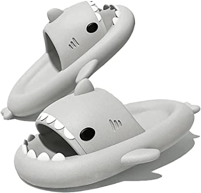 Photo 1 of Aloiyue Shark Slides Thickness Upgrade Summer Cute Cartoon Shark Slippers for Women Men Non-Slip Open Toe Lightweight Sole Sandals Casual Unisex Beach Shoes, size 40-41