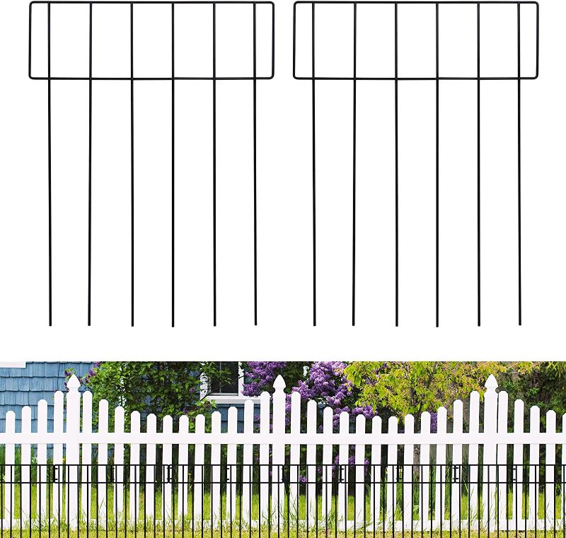 Photo 1 of 10 Pack Animal Barrier Fence,17 Inch(H) X 10 Ft(L) No Dig Fencing Decorative Garden Fence, Rustproof Metal Wire Garden Fence Border, Dog Rabbits Ground Stakes Defence for Outdoor Landscaped Yard. 