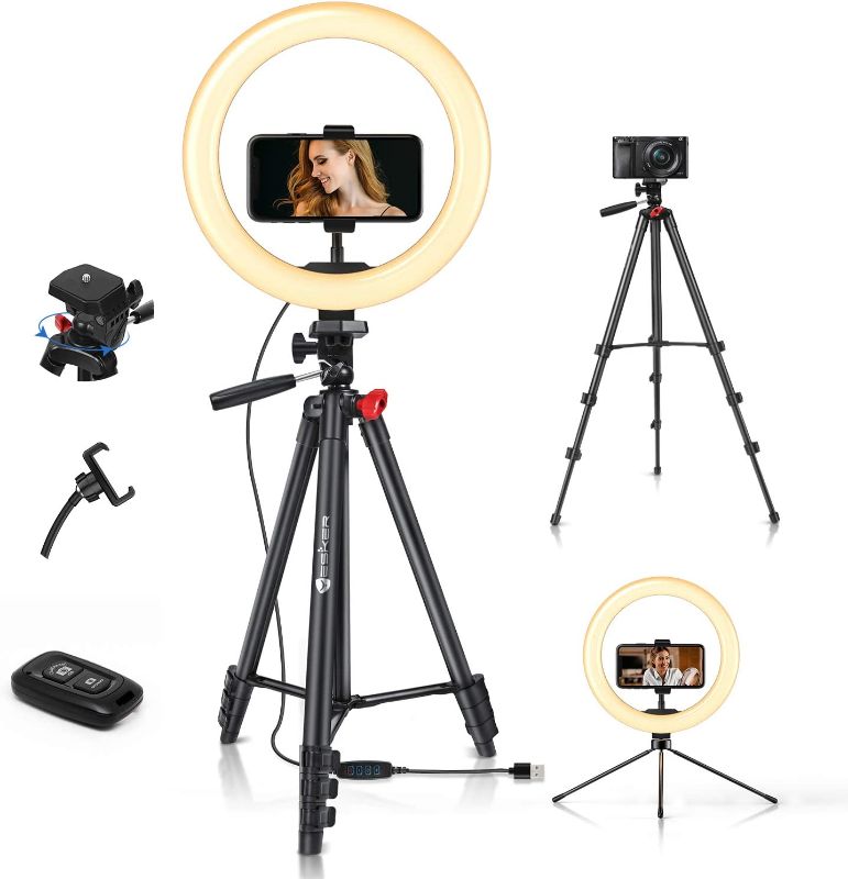 Photo 1 of 18” Ring Light LED Desktop Selfie Ring Light USB LED Desk Camera Ringlight 3 Colors Light with Tripod Stand iPhone Cell Phone Holder for Photography Makeup Live Streaming
