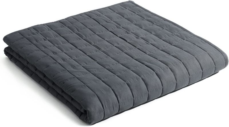 Photo 1 of YnM Exclusive 15lbs Weighted Blanket, Smallest Compartments with Glass Beads, Bed Blanket for One Person of 140lbs, Ideal for Twin or Full Bed (48x72 Inches, 15 Pounds, Dark Grey)
