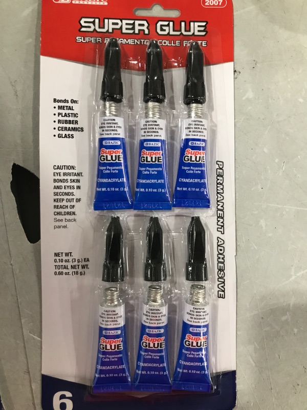 Photo 2 of Bazic Products 2007-144 BAZIC 3g - 0.10 Oz. Super Glue - 6-Pack Case of 144