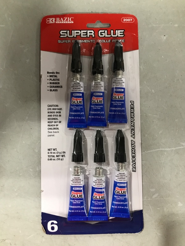 Photo 2 of Bazic Products 2007-144 BAZIC 3g - 0.10 Oz. Super Glue - 6-Pack Case of 144