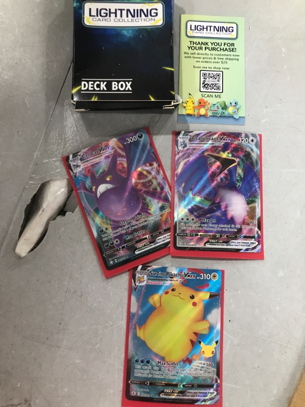Photo 2 of 3 Vmax Bundle no duplicates Includes Ultra Rare Cards Rainbow Rare Cards with a Lightning card collection Deck Box That is Compatible with Pokemon Cards