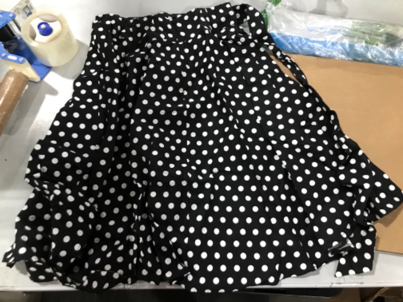 Photo 2 of Belle Poque Women's High Waist A-Line Pockets Skirt Skater Flared Midi Skirt X-Small Black polka Dot