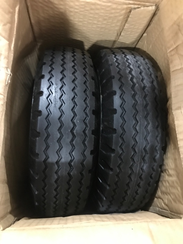 Photo 1 of 2-Pack 4.10/3.50-6" Flat-Free Tire, Hand Truck Tire on Wheel, 3" Centered Hub 5/8" Ball Bearings