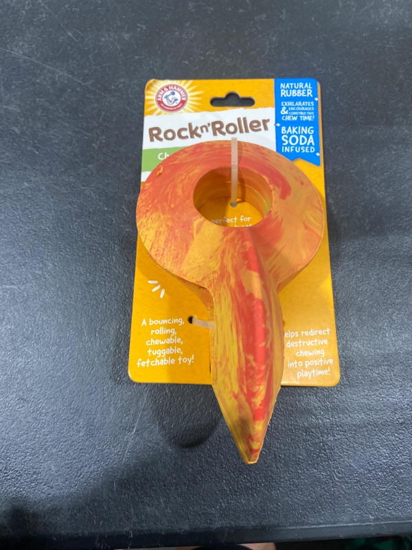 Photo 2 of Arm & Hammer Rock-N-Roller Stuffable Dental Chew Toy for Dogs | Perfect Fit for Tennis Ball | Best Dog Chew Toy For the Toughest Chewers | Reduces Plaque & Tartar Buildup Without Brushing, Red Yellow