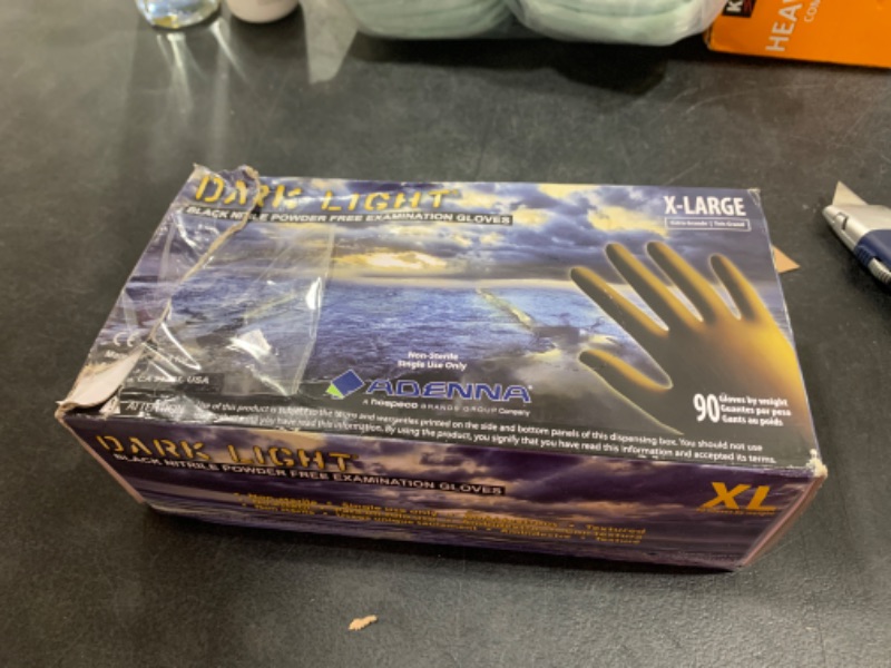 Photo 2 of Adenna DLG678 Dark Light 9 mil Nitrile Powder Free Exam Gloves (Black, X-Large) Box of 90