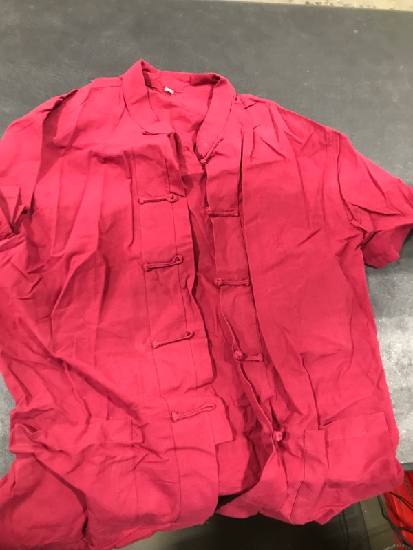 Photo 2 of ZooBoo Tai Chi Clothing Wing Chun Kung Fu Clothes Short Sleeves Tang Shirt X-Large Wine Red