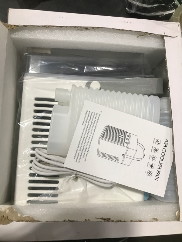 Photo 1 of DACHUANG Portable Air Conditioners, 4 in 1 Rechargeable Evaporative Personal Cooler Humidifier with 6 Ice Boxes, 3 Speeds Mini Conditioner Desktop Cooling Fan for Office Tent Bedroom, Blue/White