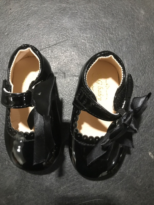 Photo 1 of Baby Girls Premium Mary Jane Flats Rubber Sole Infant Wedding Princess Dress Ballet Shoes PU Leather Toddler First Walker Crib Shoe 