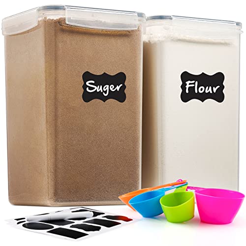 Photo 1 of 2 Pack Extra Large Airtight Food Storage Containers - 6.5L / 220 Oz BPA Free Clear Plastic Kitchen and Pantry Organization Canisters for Flour, Sugar,
