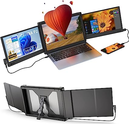 Photo 1 of OFIYAA P2 12'' Triple Portable Monitor for Laptop Screen Extender Dual Monitor Extender 1080P FHD IPS USB-A/Type-C/HDMI 4 Speakers,Plug and Play for Windows/Chrome,Compatible with 13"-16" Mac PC …
