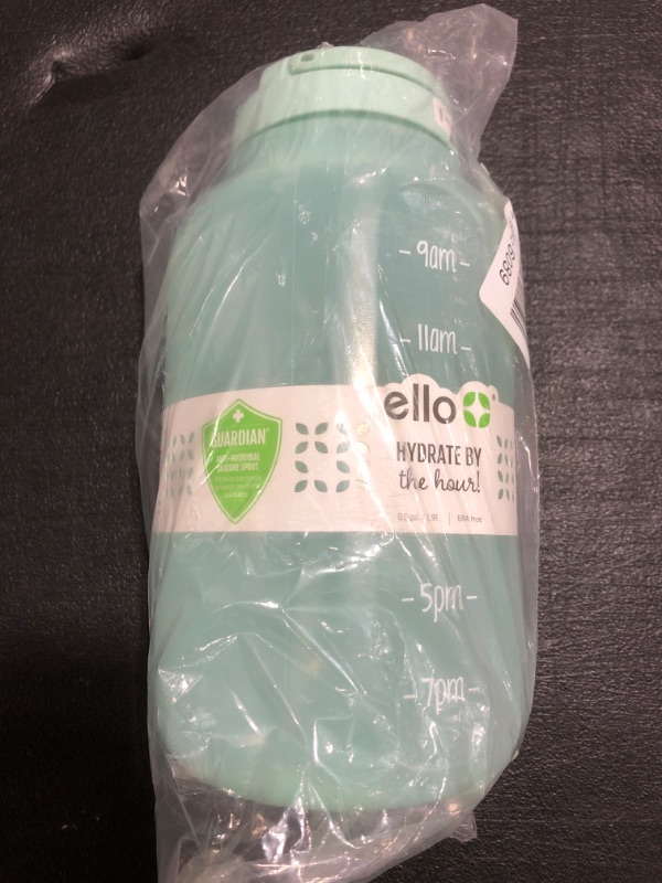 Photo 2 of Ello Hydra Half Gallon Jug with Time Marker & Handle for All Day Hydration & Silicone Straw with Locking, Leak Proof Lid BPA Free, Yucca, 64oz. 