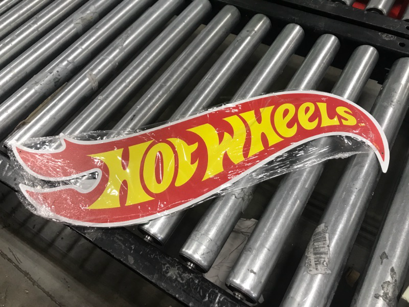 Photo 2 of Open Road Brands Mattel Hot Wheels Flame Logo Metal Sign - Large Hot Wheels Sign for Kids' Bedroom, Man Cave or Garage Red