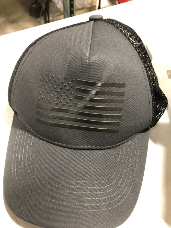 Photo 1 of black on black adjustable american fla baseball hat